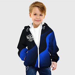Куртка с капюшоном детская Герб РФ - глубокий синий, цвет: 3D-белый — фото 2