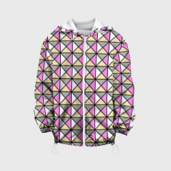 Куртка с капюшоном детская Геометрический треугольники бело-серо-розовый, цвет: 3D-белый