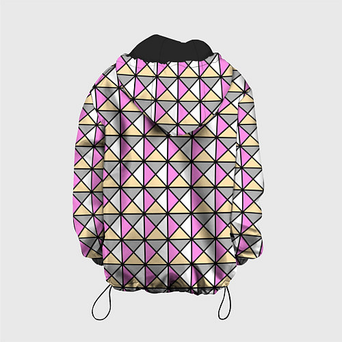Детская куртка Геометрический треугольники бело-серо-розовый / 3D-Черный – фото 2