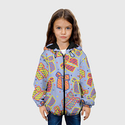 Куртка с капюшоном детская Узор с яркими разноцветными бантами в горошек, цвет: 3D-черный — фото 2