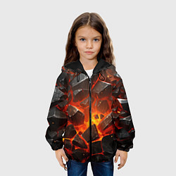 Куртка с капюшоном детская Летящие черные камни после взрыва, цвет: 3D-черный — фото 2
