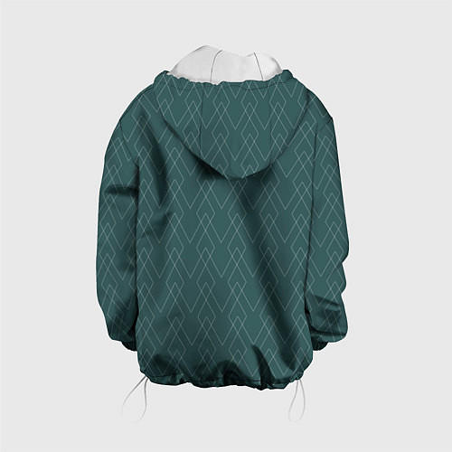 Детская куртка Зелёный геометричные линии / 3D-Белый – фото 2