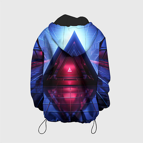 Детская куртка Фиолетовое свечение за треугольной абстракцией / 3D-Черный – фото 2