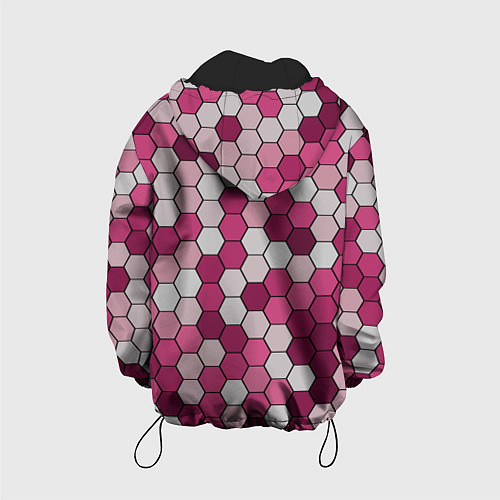 Детская куртка Камуфляж гексагон розовый / 3D-Черный – фото 2