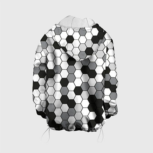 Детская куртка Камуфляж гексагон серый / 3D-Белый – фото 2