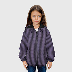 Куртка с капюшоном детская Полосы цепочки серо-сиреневый, цвет: 3D-черный — фото 2