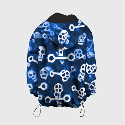 Детская куртка Белые черепки и кости на синем / 3D-Черный – фото 2