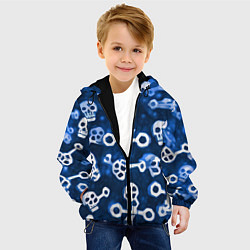 Куртка с капюшоном детская Белые черепки и кости на синем, цвет: 3D-черный — фото 2