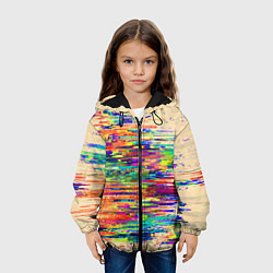 Куртка с капюшоном детская Разноцветный глитч, цвет: 3D-черный — фото 2