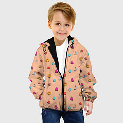 Куртка с капюшоном детская Узор с сердцем, звездой и кругом, цвет: 3D-черный — фото 2