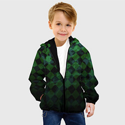 Куртка с капюшоном детская Ромбовой паттерн, цвет: 3D-черный — фото 2