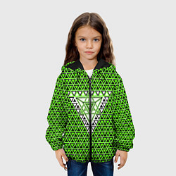 Куртка с капюшоном детская Зелёные и чёрные треугольники, цвет: 3D-черный — фото 2