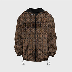 Куртка с капюшоном детская Ажурный тёмно-коричневый, цвет: 3D-черный