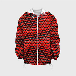 Куртка с капюшоном детская Красные и чёрные треугольники, цвет: 3D-белый