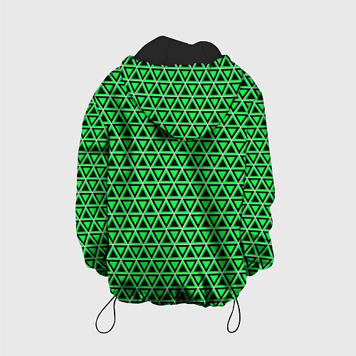 Детская куртка Зелёные и чёрные треугольники / 3D-Черный – фото 2