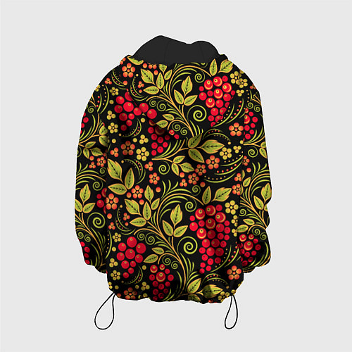 Детская куртка Хохломская роспись красные ягоды / 3D-Черный – фото 2