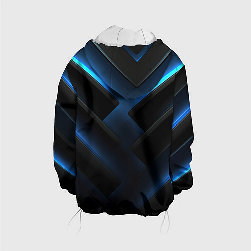 Детская куртка Черный абстрактный фон и синие неоновые вставки / 3D-Белый – фото 2