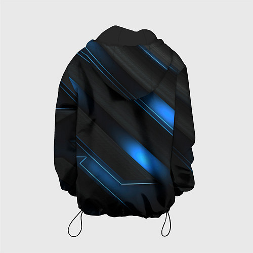 Детская куртка Синий неоновый яркий свет на черном абстрактном фо / 3D-Черный – фото 2