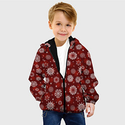 Куртка с капюшоном детская Snowflakes on a red background, цвет: 3D-черный — фото 2