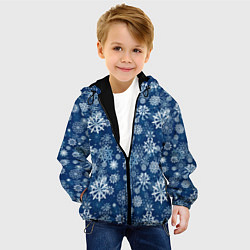 Куртка с капюшоном детская Snowflakes on a blue background, цвет: 3D-черный — фото 2