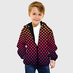 Куртка с капюшоном детская Градиент закат под сеткой, цвет: 3D-черный — фото 2