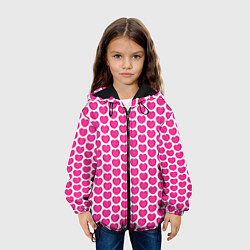 Куртка с капюшоном детская Малиновые сердца, цвет: 3D-черный — фото 2