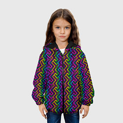 Куртка с капюшоном детская Радужный неоновый лабиринт, цвет: 3D-черный — фото 2