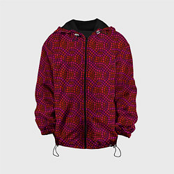 Куртка с капюшоном детская Витражный паттерн оттенков красного, цвет: 3D-черный