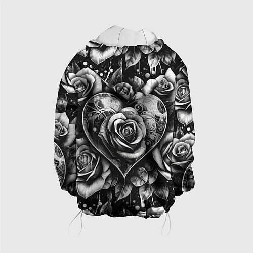 Детская куртка Черно белое сердце и розы / 3D-Белый – фото 2