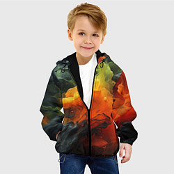 Куртка с капюшоном детская Взрыв оранжевой краски, цвет: 3D-черный — фото 2