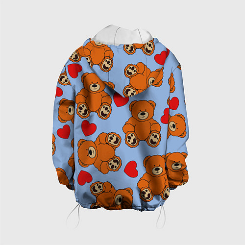 Детская куртка Мишки и сердца на голубом фоне / 3D-Белый – фото 2