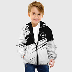 Куртка с капюшоном детская Mercedes benz краски чернобелая геометрия, цвет: 3D-черный — фото 2