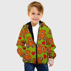 Куртка с капюшоном детская Плюшевые мишки и сердечки, цвет: 3D-черный — фото 2