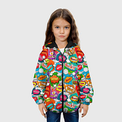 Куртка с капюшоном детская Bang Boom Ouch pop art pattern, цвет: 3D-черный — фото 2