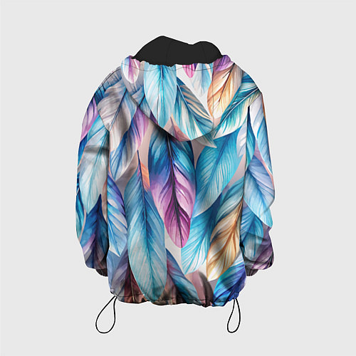 Детская куртка Акварельные перья птиц / 3D-Черный – фото 2