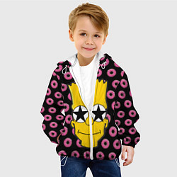 Куртка с капюшоном детская Барт Симпсон на фоне пончиков, цвет: 3D-белый — фото 2