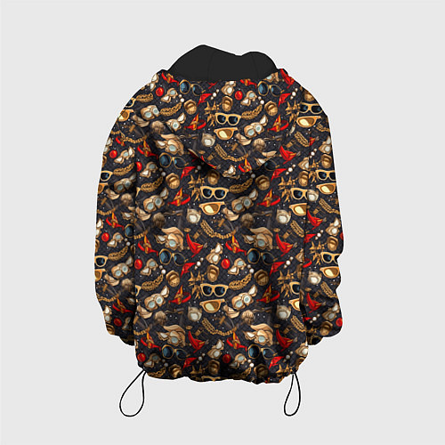 Детская куртка Паттерн из красных абстрактных очков / 3D-Черный – фото 2