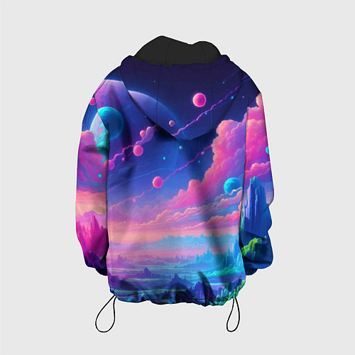 Детская куртка Fantastic space landscape - neon glow / 3D-Черный – фото 2