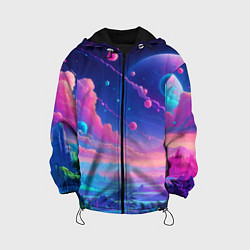Детская куртка Fantastic space landscape - neon glow