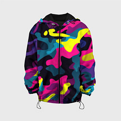Детская куртка Кислотная яркая абстракция в камуфляжном стиле