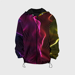 Куртка с капюшоном детская Переплетающие цветные линии, цвет: 3D-черный