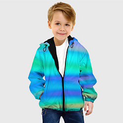 Куртка с капюшоном детская Неоновые мягкие полосы через матовое стекло, цвет: 3D-черный — фото 2