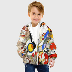 Куртка с капюшоном детская Кандинский картина - шумная акварель, цвет: 3D-белый — фото 2