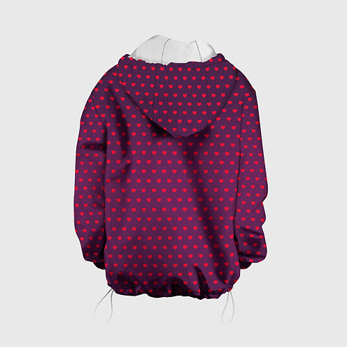 Детская куртка Красные сердечки на темно-бордовом фоне / 3D-Белый – фото 2