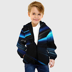 Куртка с капюшоном детская Черная и синяя геометрическая абстракция, цвет: 3D-черный — фото 2
