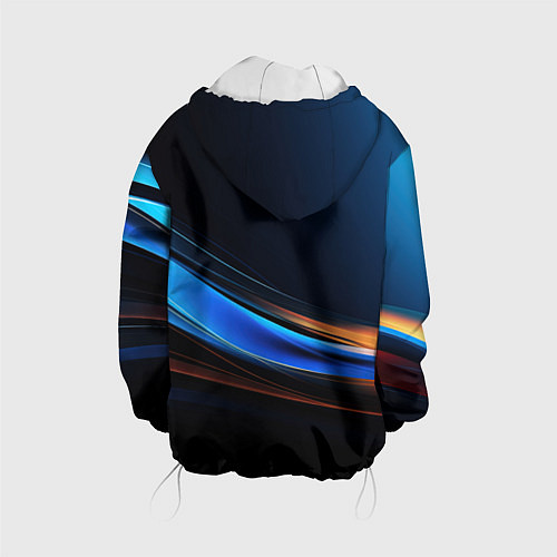 Детская куртка Геометрическая абстракция черных и синих волн / 3D-Белый – фото 2