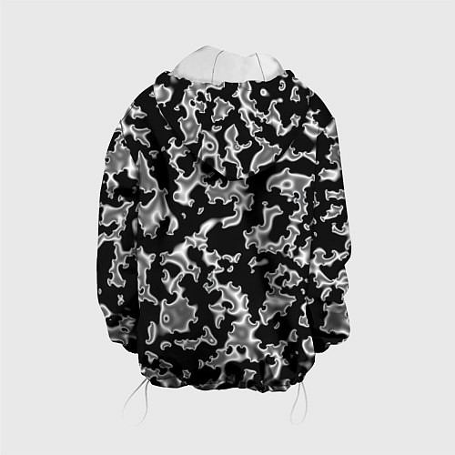 Детская куртка Капли жидкого металла - камуфляж на чёрном / 3D-Белый – фото 2