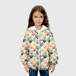 Куртка с капюшоном детская Разноцветные нарисованные сердечки, цвет: 3D-белый — фото 2