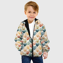Куртка с капюшоном детская Разноцветные нарисованные сердечки, цвет: 3D-черный — фото 2