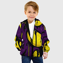 Куртка с капюшоном детская Желтые яркие пятна краски на фиолетовом, цвет: 3D-черный — фото 2